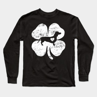 Dachshund Silhouette Shamrock St Patricks Day Long Sleeve T-Shirt